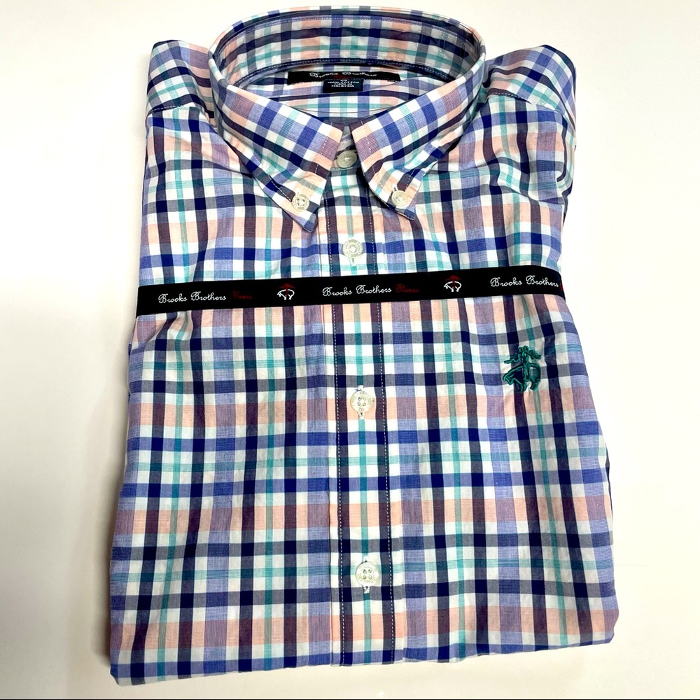 Brooks Brothers Boys Plaid Oxford Long Sleeve Shirt